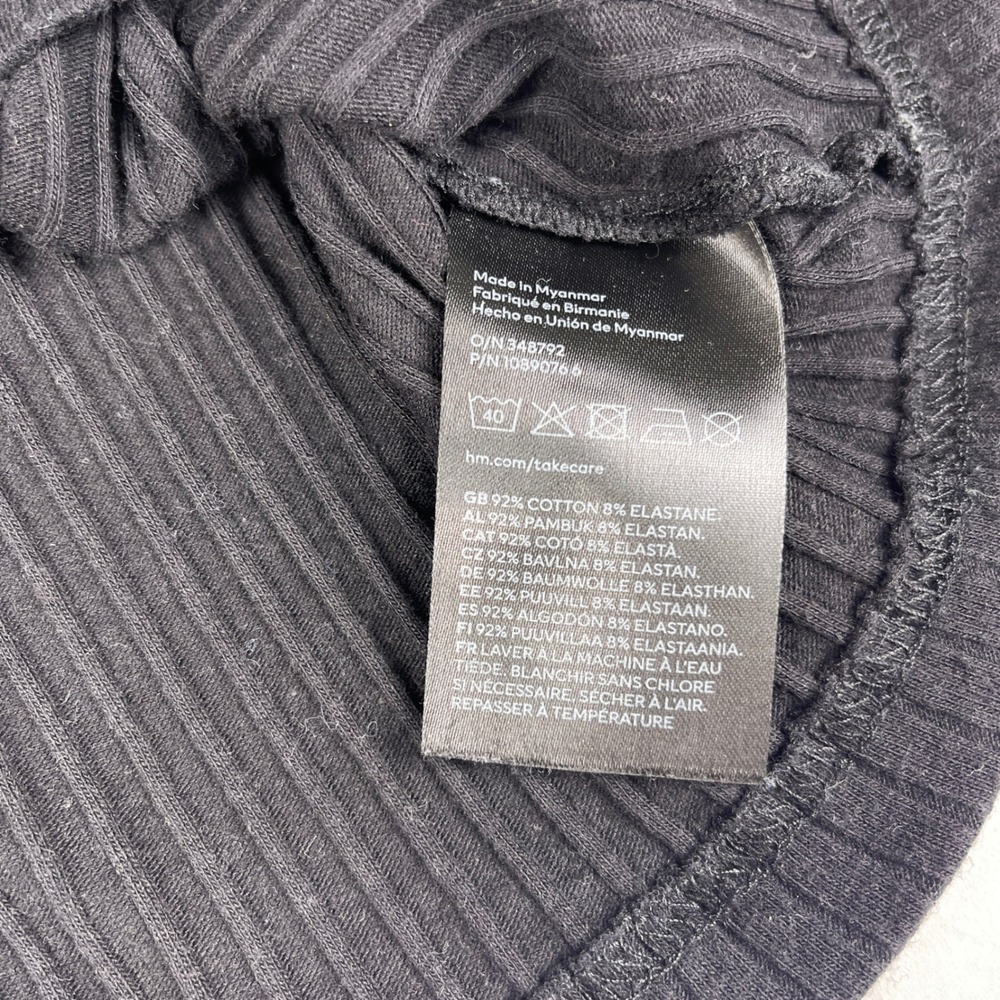 H&M Divided Top Women M Black Ribbed Off Shoulder Long Sleeve Crop Top - Picture 5 of 8